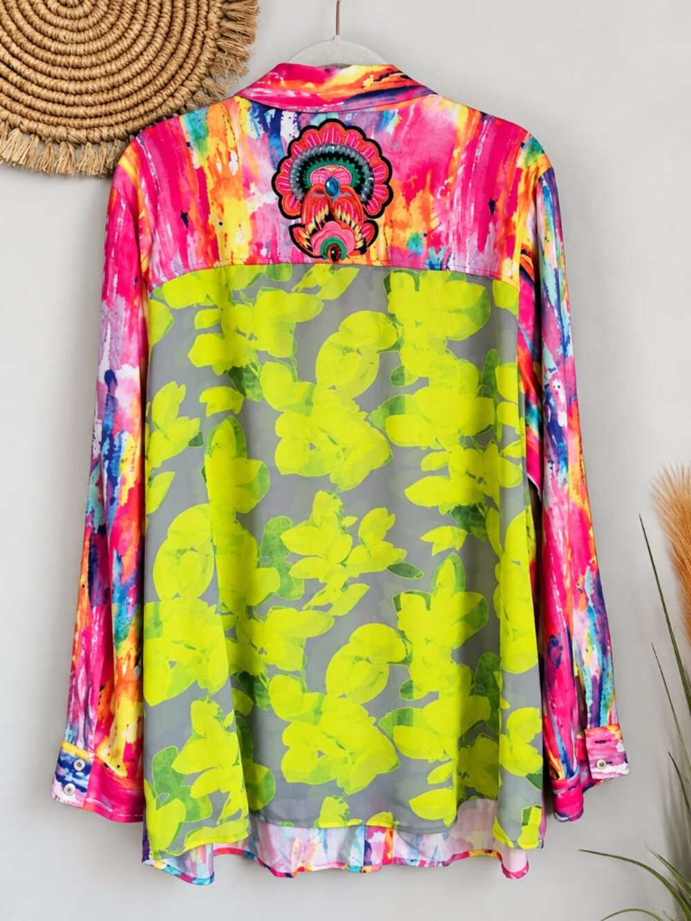 Soft Surroundings Festiva Vibrant Mixed Media Colorful Embroidered Shirt SZ 2X - Picture 3 of 10
